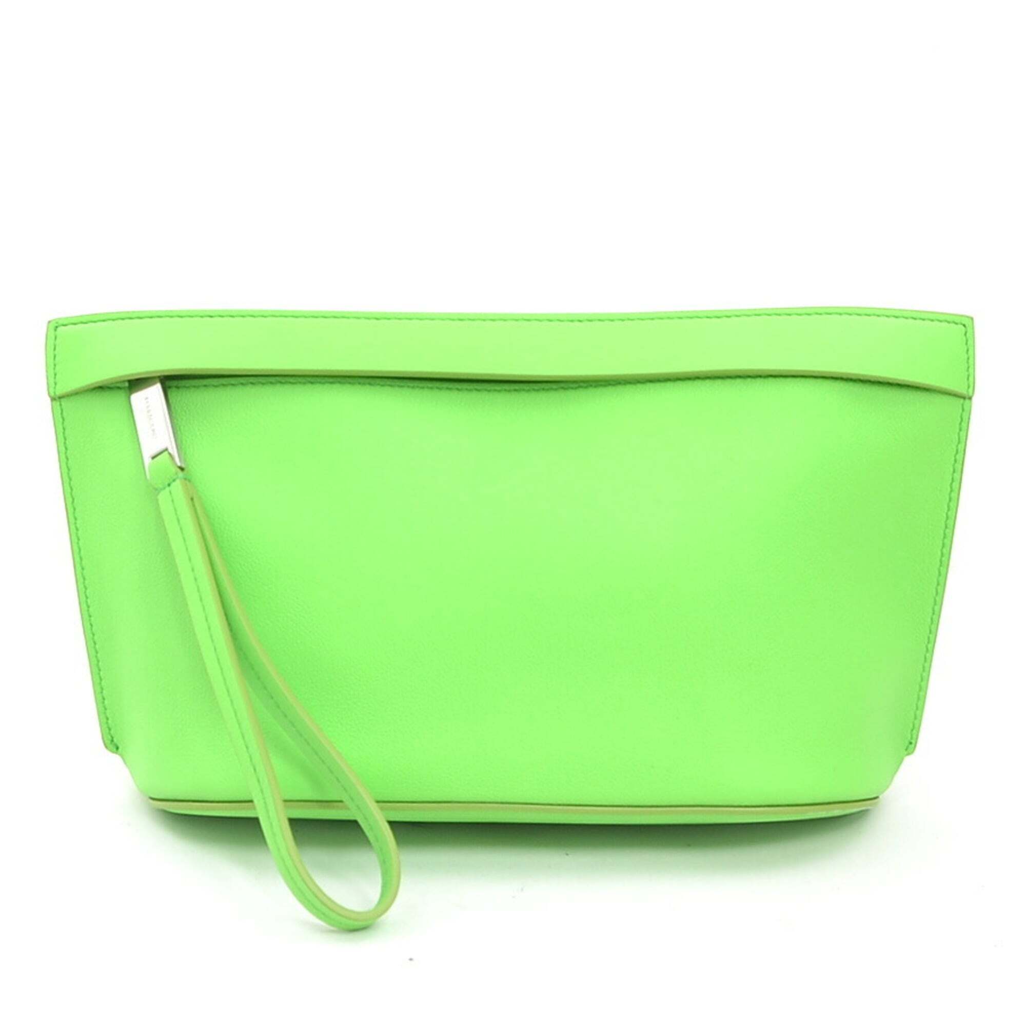 Salvatore Ferragamo Clutch Bag In Yellow-Green Leather For Men And Women (H31...